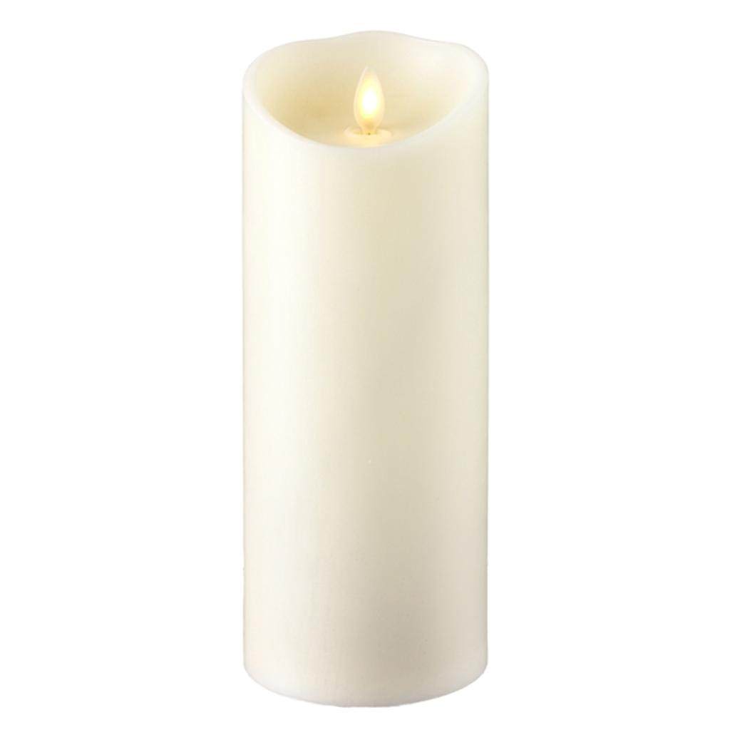 9" Ivory Wax Push Flame LED Pillar Candle with Timer 1