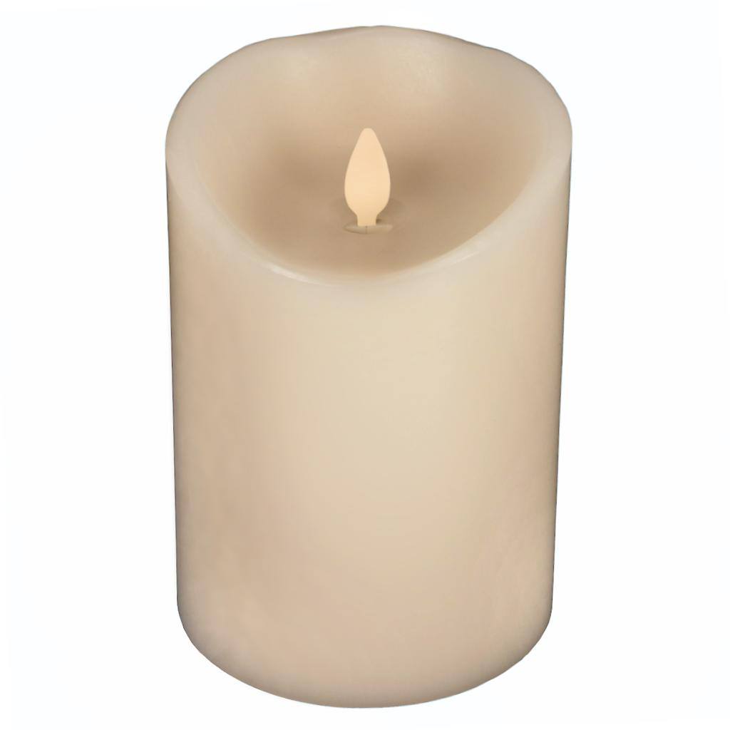 5.5" Ivory Wax Push Flame LED Pillar Candle with Timer 1