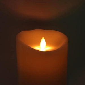 7.5" Ivory Wax Push Flame LED Pillar Candle with Timer 2