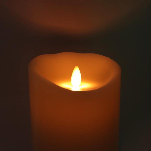 7.5" Ivory Wax Push Flame LED Pillar Candle with Timer 2