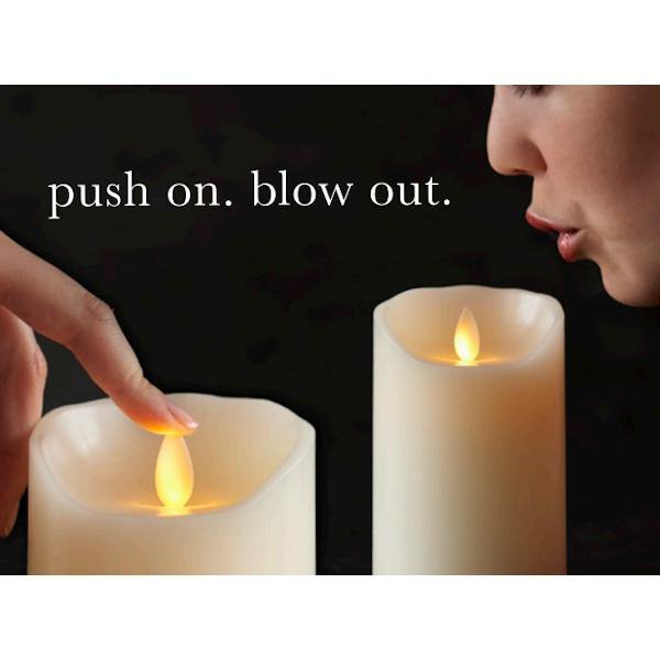 7.5" Ivory Wax Push Flame LED Pillar Candle with Timer 3