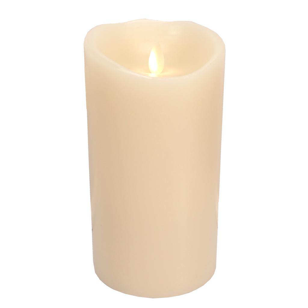 7.5" Ivory Wax Push Flame LED Pillar Candle with Timer 1