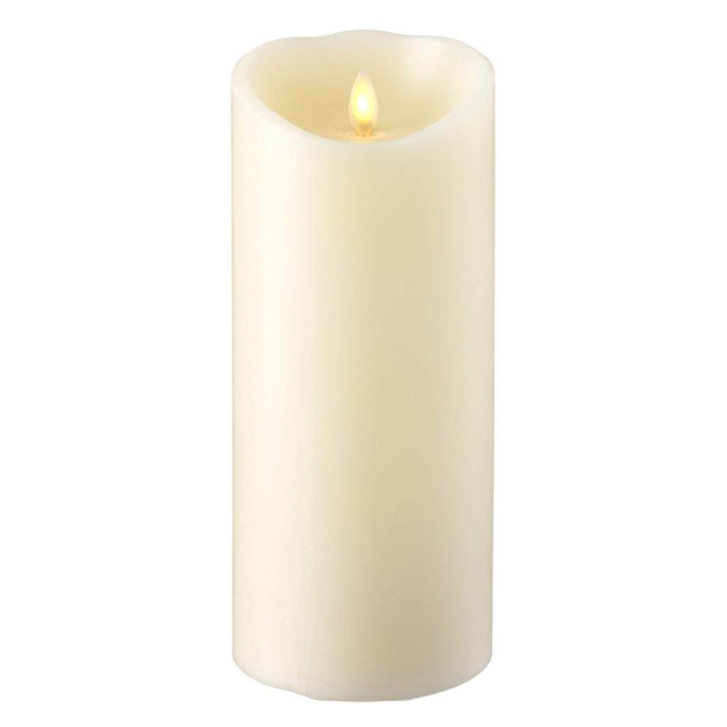 9" Ivory Wax Push Flame LED Pillar Candle with Timer 1