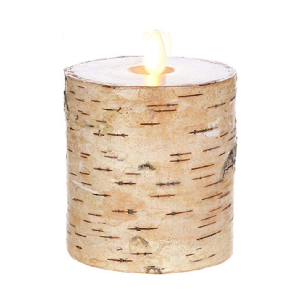 3.25" x 4" Birch Moving Flame Pillar Candle 1