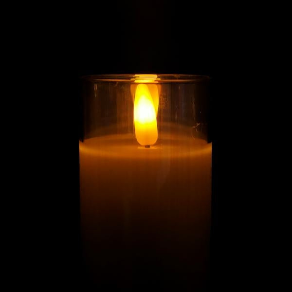 2" x 4" Ivory Wax Gold Glass LED Pillar Candle with Timer 2