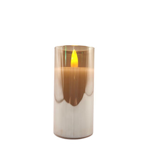 2" x 4" Ivory Wax Gold Glass LED Pillar Candle with Timer 1