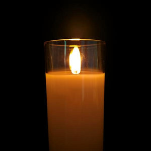 2" x 6" Ivory Wax Gold Glass LED Pillar Candle with Timer 2