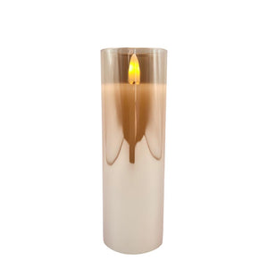 2" x 6" Ivory Wax Gold Glass LED Pillar Candle with Timer 1
