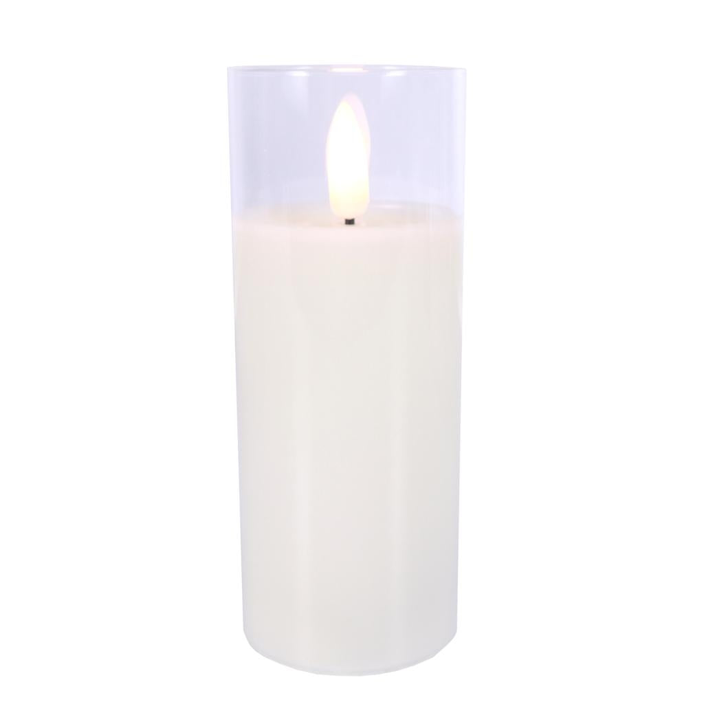 2" x 5" Ivory Wax Clear Glass LED Pillar Candle with Timer 1