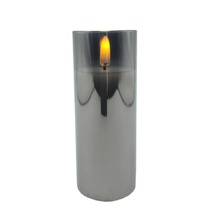 2" x 5" Ivory Wax Smoke Glass LED Pillar Candle with Timer 1
