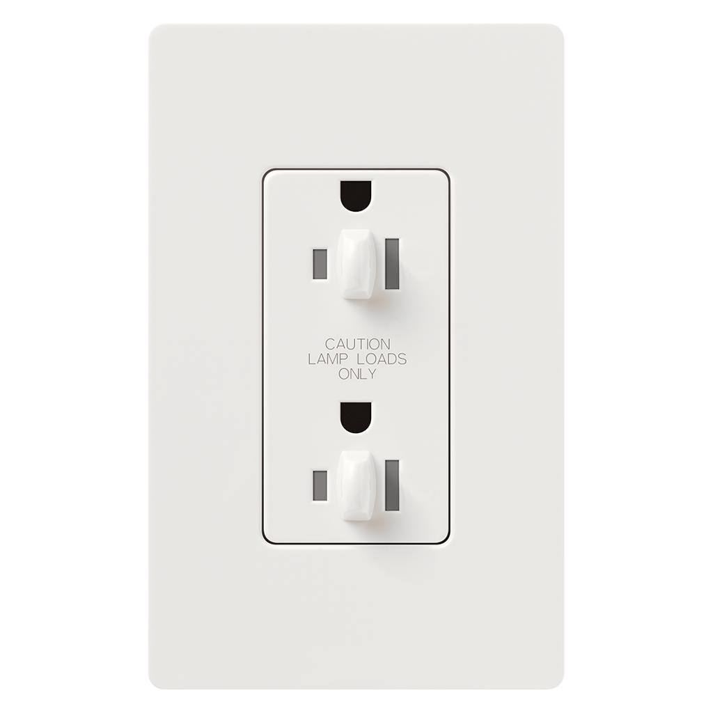 White 15 amp 120 volt Tamper Resistant Dual Dimming Receptacle Outlet 1