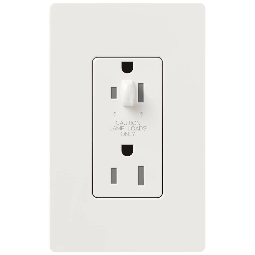 White 15 amp 120 volt Tamper Resistant Half Dimming Receptacle Outlet 1