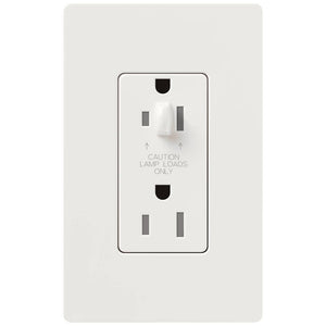 White 15 amp 120 volt Tamper Resistant Half Dimming Receptacle Outlet 1