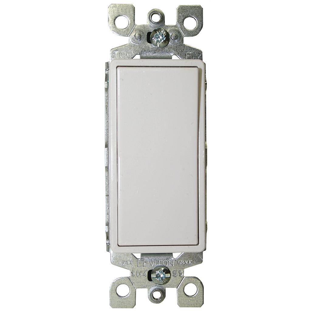 White 15 amp 120/277 volt Rocker Single Pole Quiet Switch 1