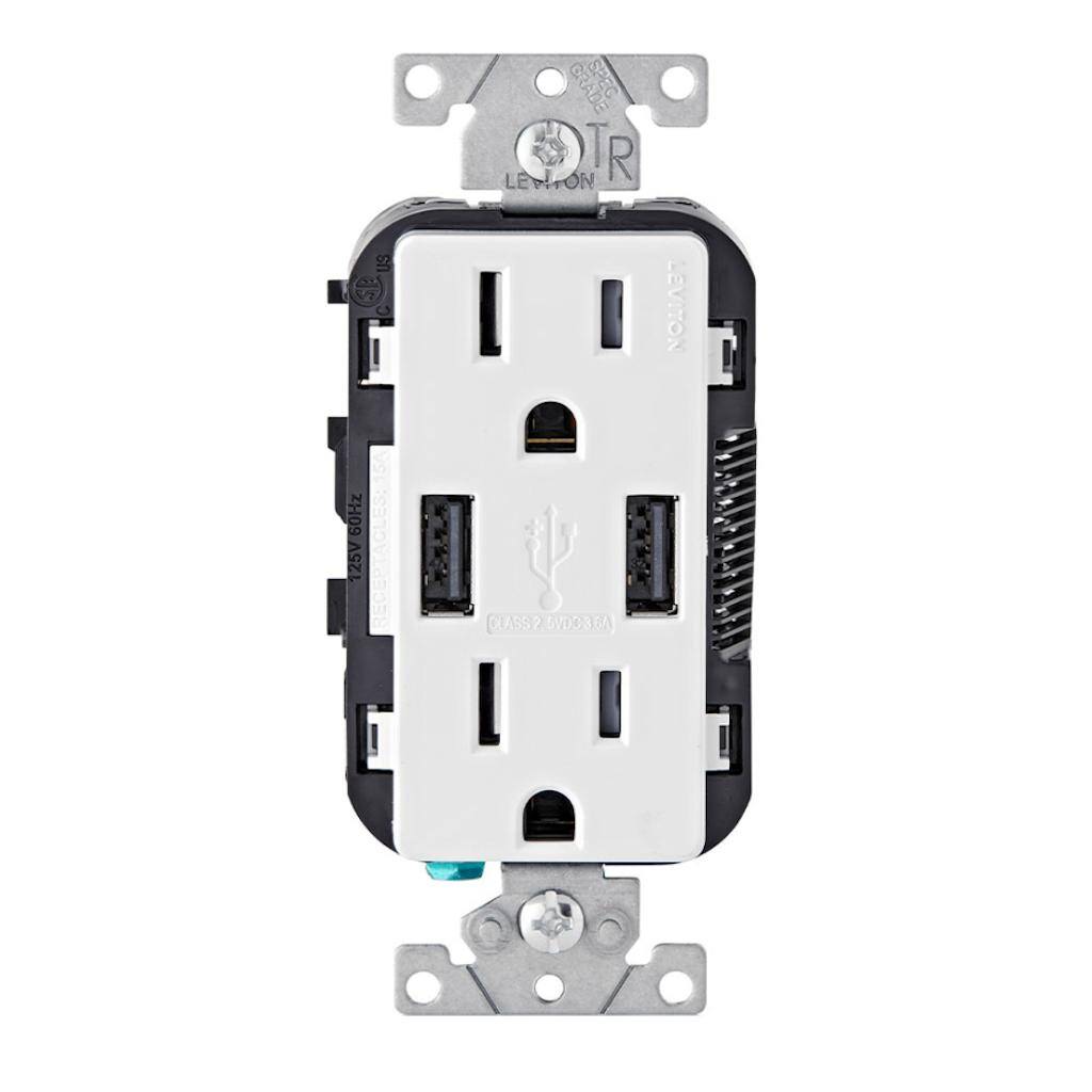 15 Amp 125 volt White Wall Outlet 1