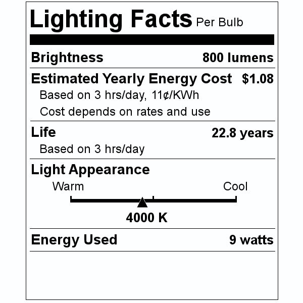 9 watt 120 volt A19 Twist and Lock Base 4000K Cool White Dimmable LED 2