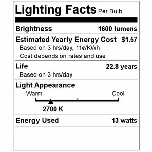 13 watt 120 volt A19 Medium Screw Base 2700K Warm White Frosted Dimmable LED 2