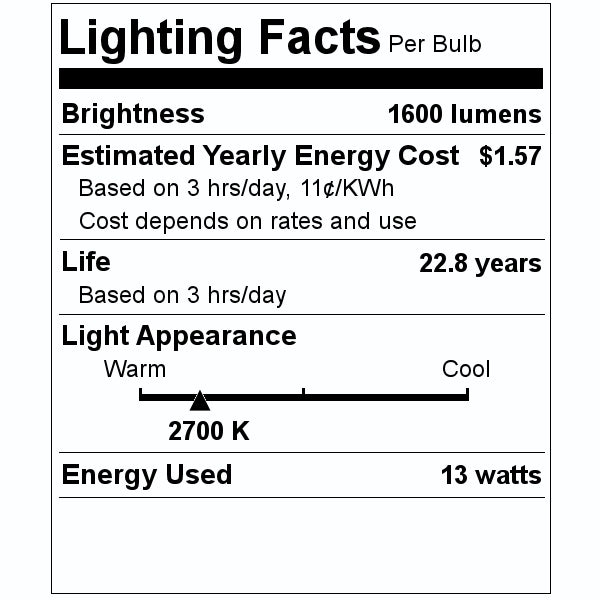 13 watt 120 volt A19 Medium Screw Base 2700K Warm White Frosted Dimmable LED 2