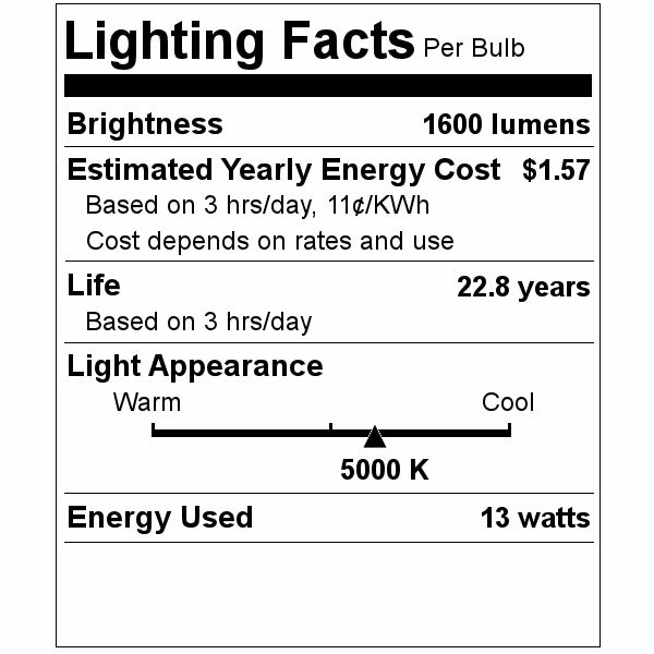 13 watt 120 volt A19 Medium Screw Base 5000K Daylight Dimmable LED 2