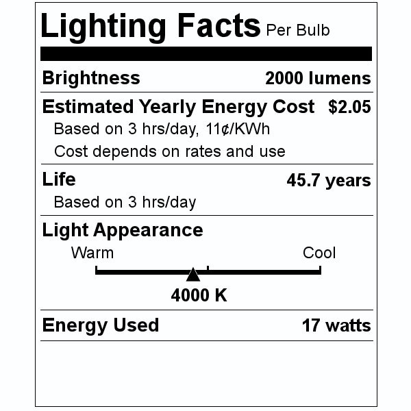17 watt 120/277 volt 2-Pin Base 4000K Cool White LED Light Bulb 2