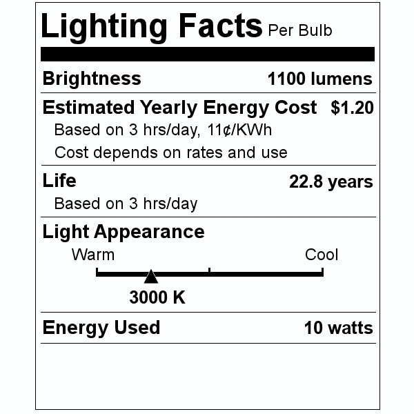 10 watt 120 volt A19 Medium Screw Base 3000K Natural White Dimmable LED 2