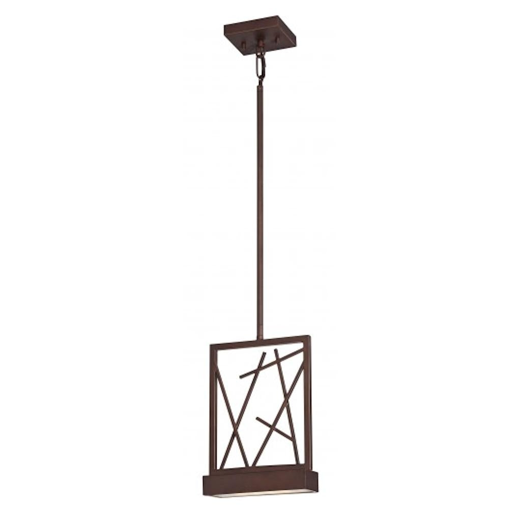 1 Light Patina Bronze Frosted Glass Shade LED Mini Pendant Light Fixture 1
