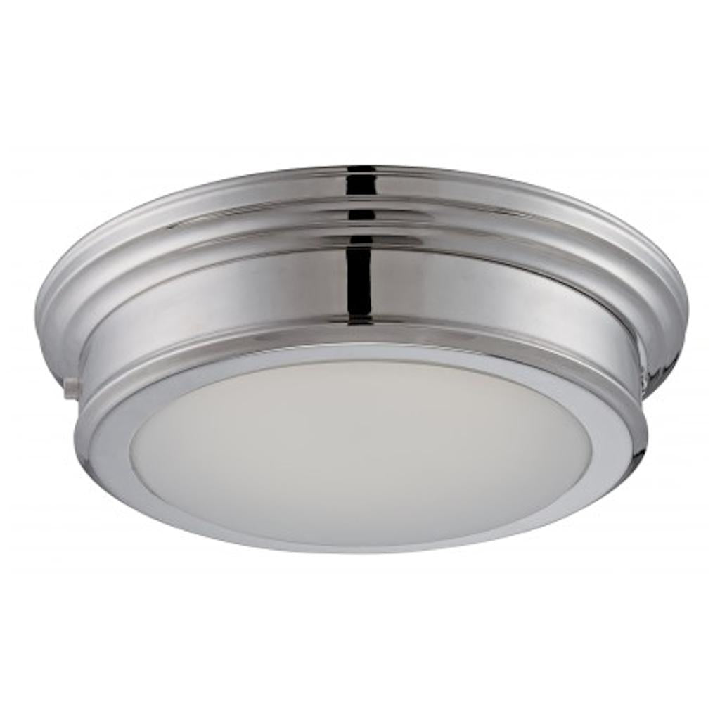 14" 20 watt 120 volt Polished Nickel Frosted Glass Shade LED Ceiling Light Fixture 1