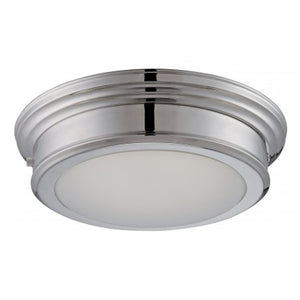 14" 20 watt 120 volt Polished Nickel Frosted Glass Shade LED Ceiling Light Fixture 1