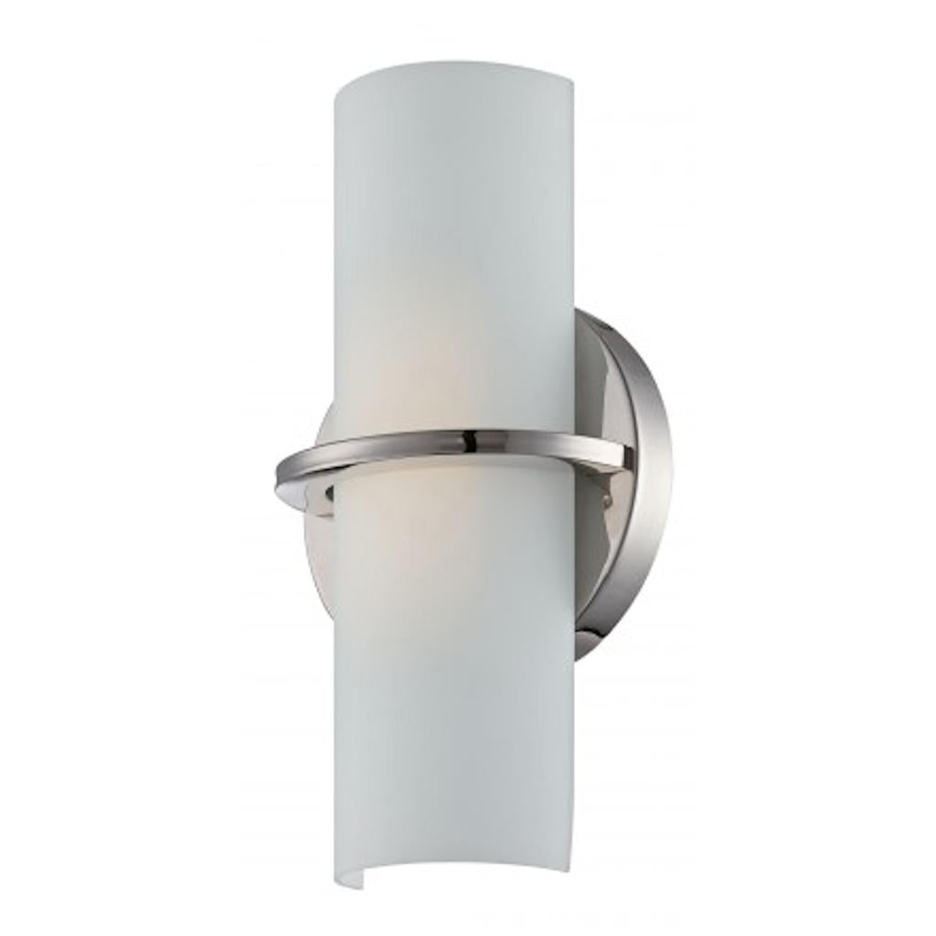 1 Light LED Polished Nickel Etched Opal Glass Shade Wall Sconce Light Fixture 1