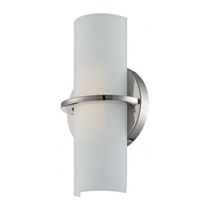 1 Light LED Polished Nickel Etched Opal Glass Shade Wall Sconce Light Fixture 1