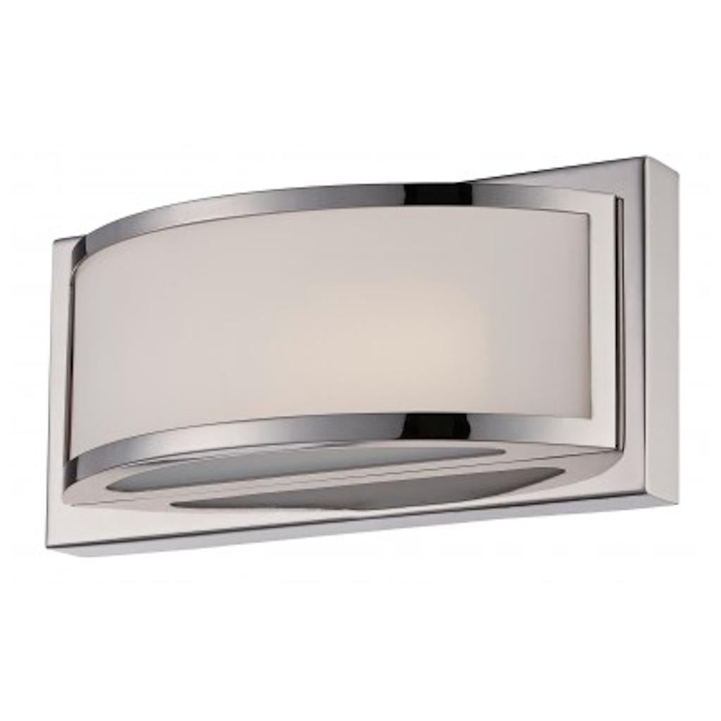 1 Light LED Polished Nickel Frosted Glass Shade Wall Sconce Light Fixture 1