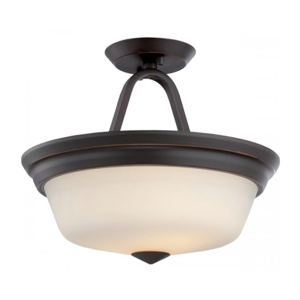13" 21 watt 2700K Mahogany Bronze Satin White Glass Shade LED Ceiling Light Fixture 1