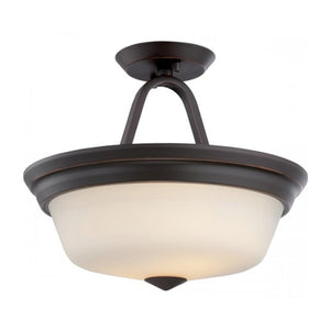 13" 21 watt 2700K Mahogany Bronze Satin White Glass Shade LED Ceiling Light Fixture 1