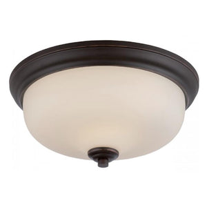 13" 9.8 watt 120 volt 2700K Mahogany Bronze Etched Opal Glass Shade LED Ceiling Light Fixture 1