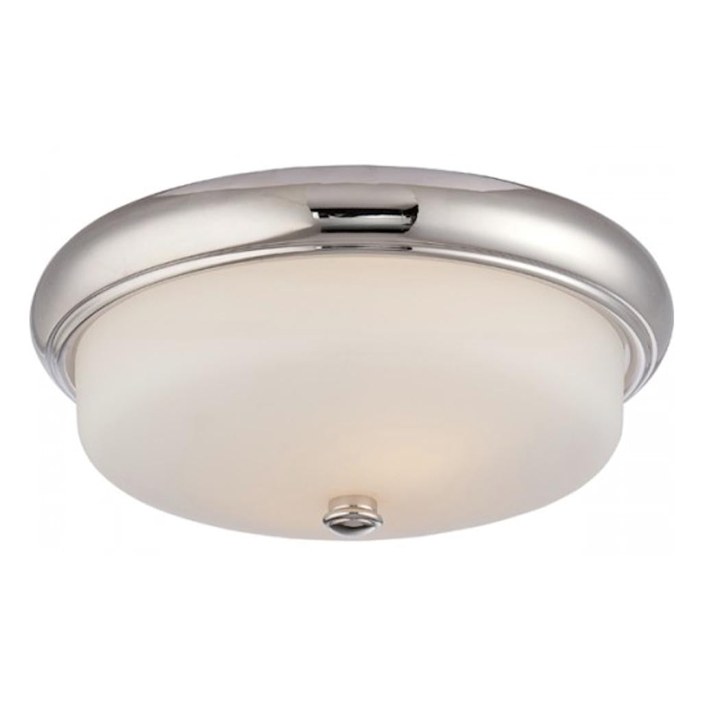 13" 9.8 watt 120 volt 2700K Polished Nickel Etched Opal Glass Shade LED Ceiling Light Fixture 1