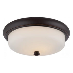 13" 9.8 watt 120 volt 2700K Mahogany Bronze Etched Opal Glass Shade LED Ceiling Light Fixture 1