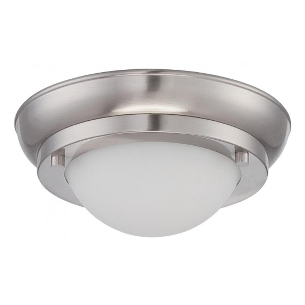 6.5" 7.8 watt 120 volt 2700K Warm White Brushed Nickel Satin White Glass Shade LED Ceiling Light Fixture 1