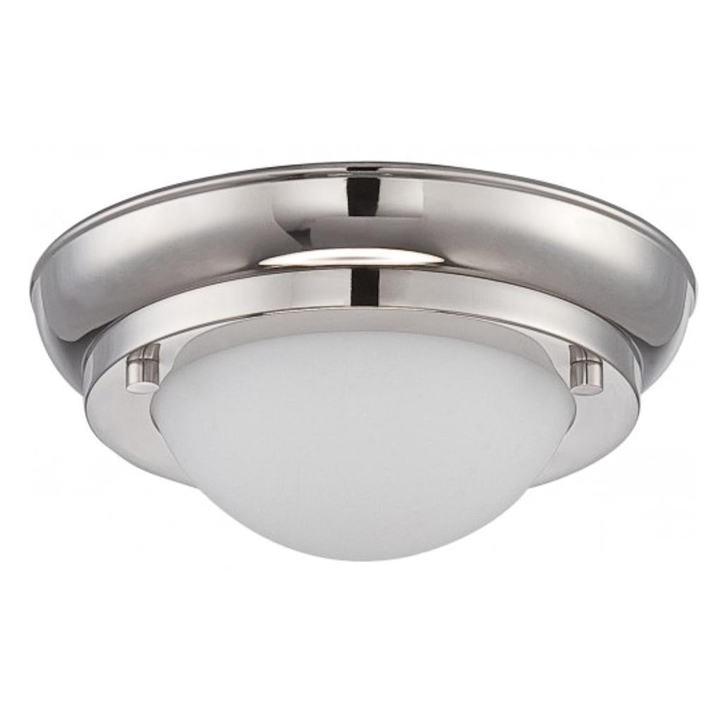 6.5" 7.8 watt 120 volt 2700K Polished Nickel Satin White Glass Shade LED Ceiling Light Fixture 1