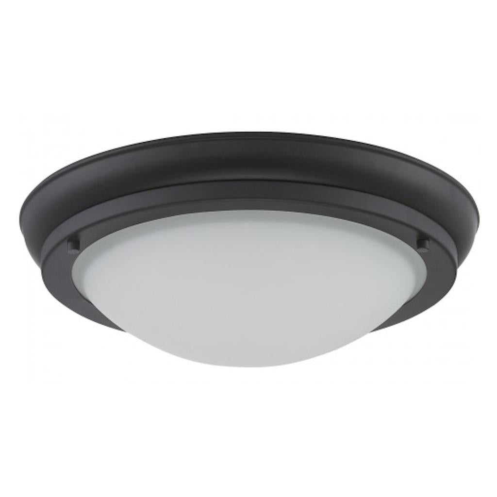 18 watt 120 volt 2,700K Aged Bronze Satin White Glass Shade LED Ceiling Light Fixture 1