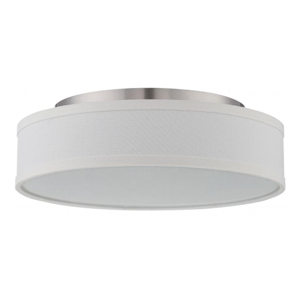 13" 18 watt 120 volt 3000K Natural White Brushed Nickel White Linen Shade LED Ceiling Light Fixture 1