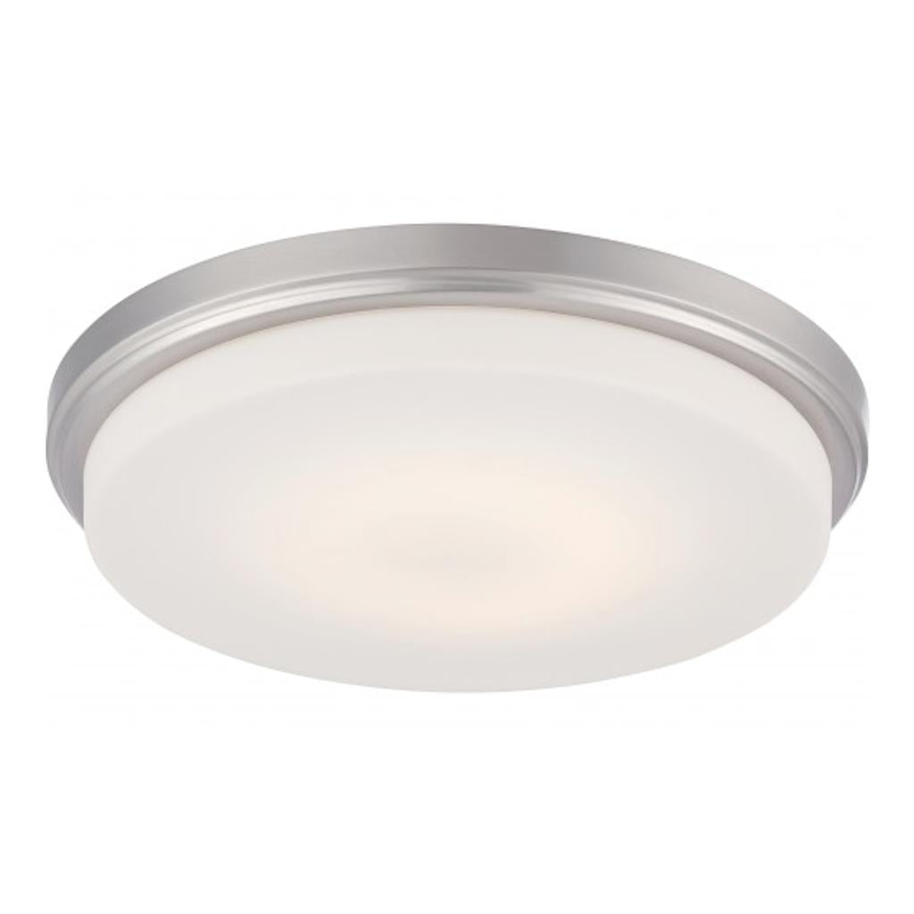 13" 18 watt 120 volt 3000K Brushed Nickel Opal Frosted Glass Shade LED Ceiling Light Fixture 1