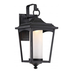 1 Light 14 watt 120 volt Sterling Black Etched Glass Shade 3000K Dimmable LED Outdoor Wall Sconce 1