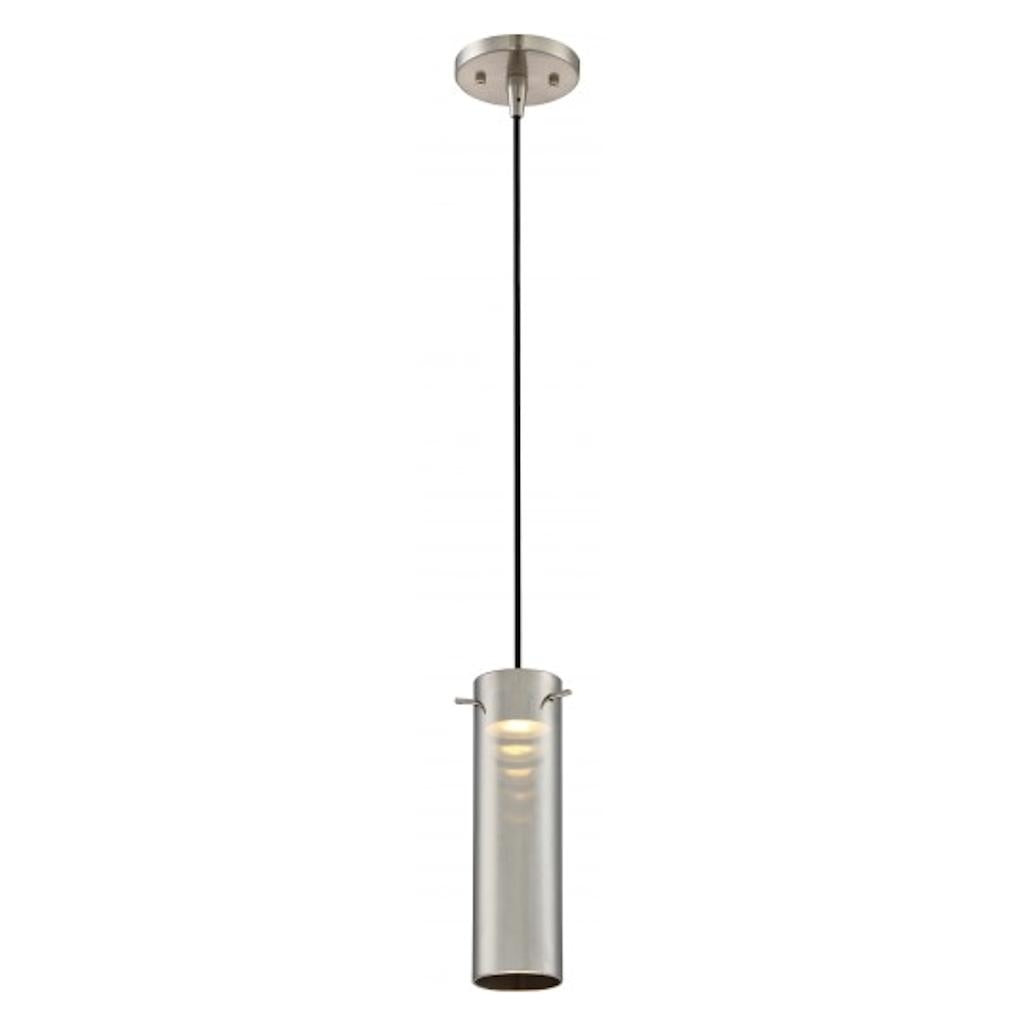 1 Light Brushed Nickel Mirrored Glass Shade LED Mini Pendant Light Fixture 1