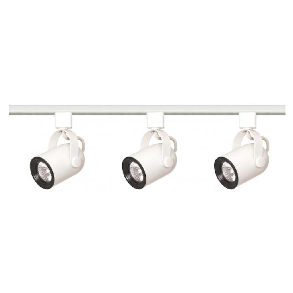 3 Light White Round Back Track Lighting Kit 1