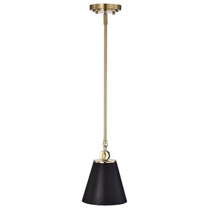 1 Light Vintage Brass Black Shade Pendant Light Fixture 2