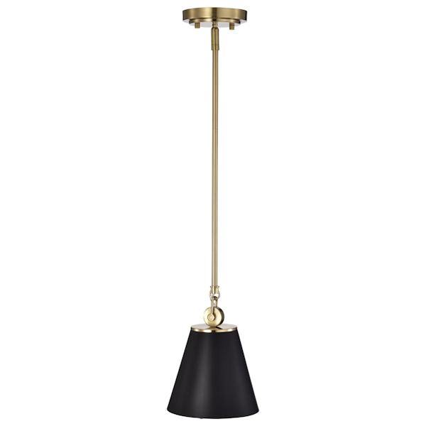 1 Light Vintage Brass Black Shade Pendant Light Fixture 2