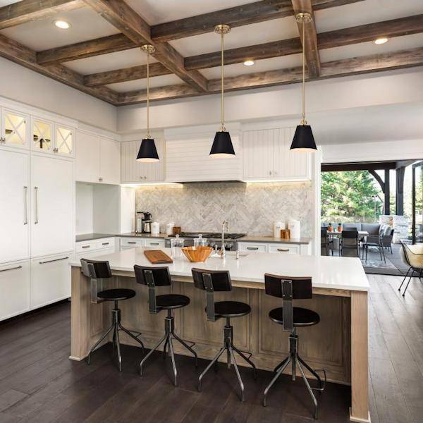1 Light Vintage Brass Black Shade Pendant Light Fixture 4