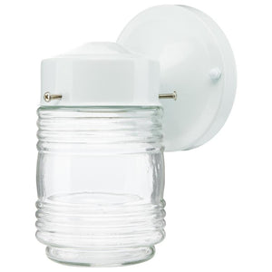 1 Lamp 120 volt White Clear Ribbed Glass Outdoor White Mason Jar Light Fixture 1