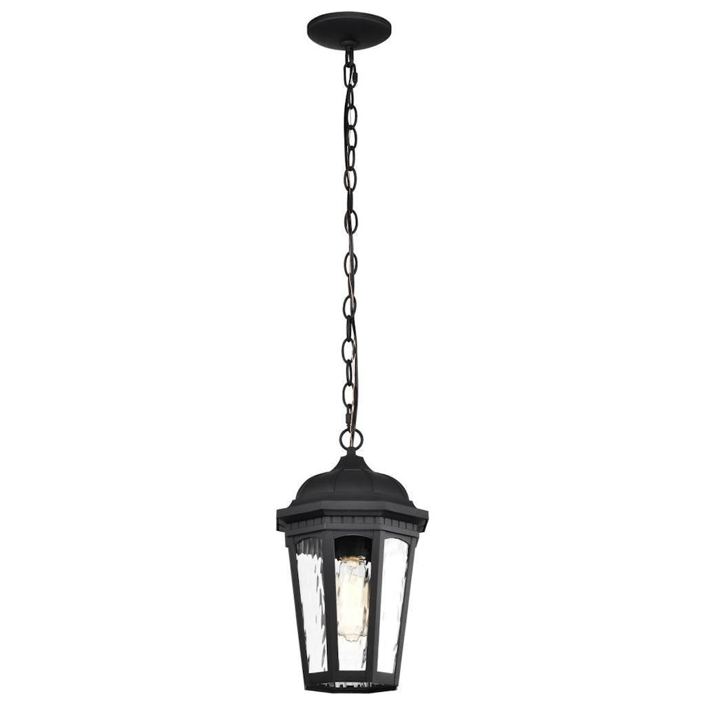 1 Lamp 14.5" 120 volt Matte Black Clear Water Glass Outdoor Hanging Lantern Fixture 1