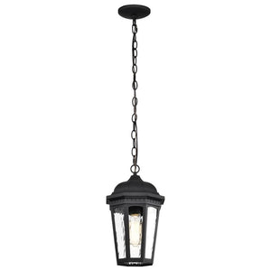 1 Lamp 14.5" 120 volt Matte Black Clear Water Glass Outdoor Hanging Lantern Fixture 1